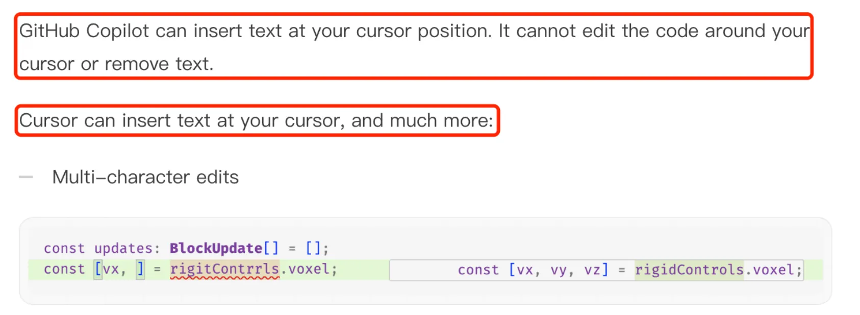 Cursor's code modification ability